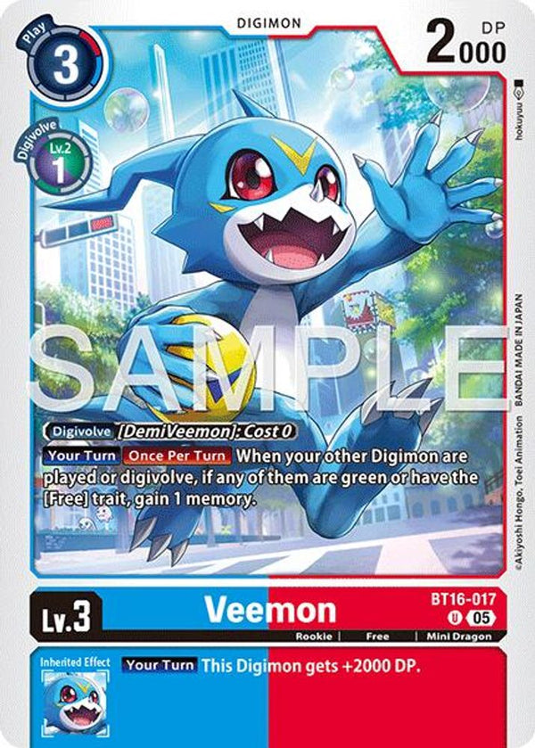 Veemon - BT16-017 (Block 5 Reprint) - BT16-017 - Uncommon