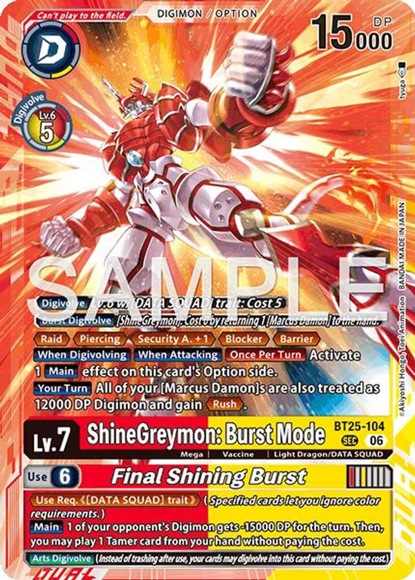 ShineGreymon: Burst Mode // Final Shining Burst - BT25-104 - Secret Rare (Pre-Order)