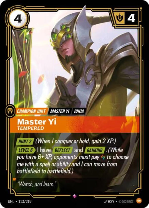 Master Yi - Tempered - 113/219 - Rare