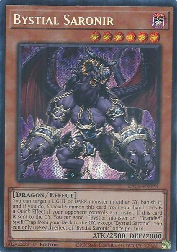 Bystial Saronir (Secret Rare) - RA05-EN023 - Secret Rare - 1st Edition