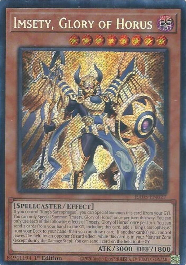 Imsety, Glory of Horus (Secret Rare) - RA05-EN027 - Secret Rare - 1st Edition