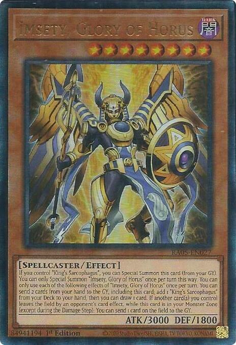 Imsety, Glory of Horus (PUR) - RA05-EN027 - Prismatic Ultimate Rare - 1st Edition