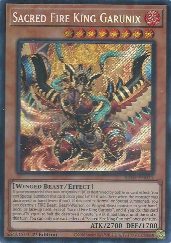 Sacred Fire King Garunix (Secret Rare) - RA05-EN031 - Secret Rare - 1st Edition
