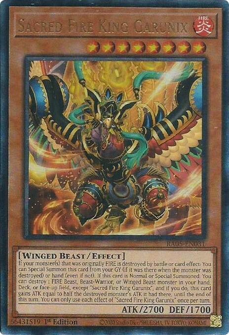 Sacred Fire King Garunix (PUR) - RA05-EN031 - Prismatic Ultimate Rare - 1st Edition