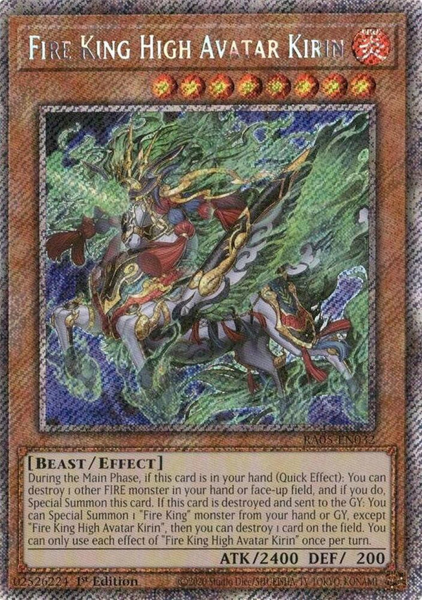 Fire King High Avatar Kirin (Platinum Secret Rare) - RA05-EN032 - Platinum Secret Rare - 1st Edition