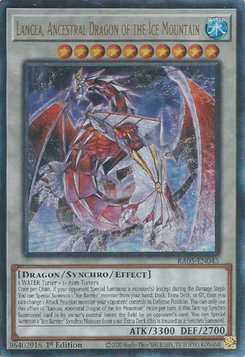 Lancea, Ancestral Dragon of the Ice Mountain (PUR) - RA05-EN045 - Prismatic Ultimate Rare - 1st Edition