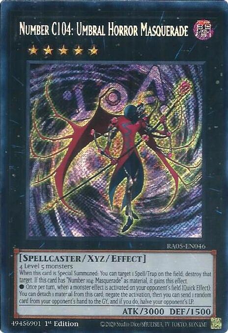 Number C104: Umbral Horror Masquerade (Secret Rare) - RA05-EN046 - Secret Rare - 1st Edition