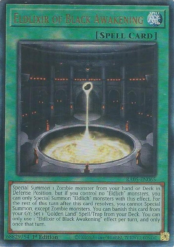 Eldlixir of Black Awakening (PUR) - RA05-EN065 - Prismatic Ultimate Rare - 1st Edition