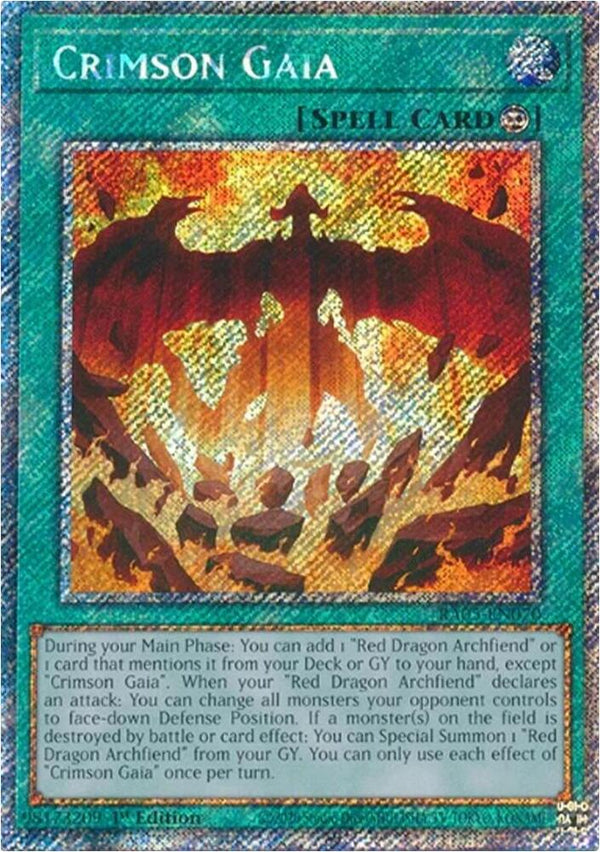 Crimson Gaia (Platinum Secret Rare) - RA05-EN070 - Platinum Secret Rare - 1st Edition