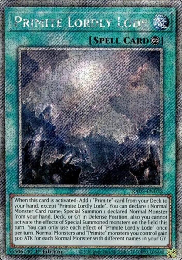 Primite Lordly Lode (Platinum Secret Rare) - RA05-EN072 - Platinum Secret Rare - 1st Edition