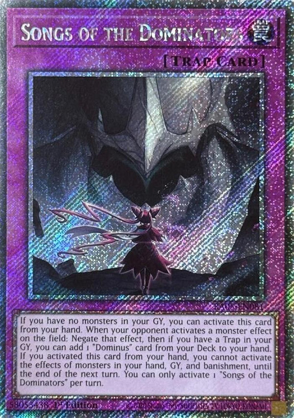 Songs of the Dominators (Platinum Secret Rare) - RA05-EN081 - Platinum Secret Rare - 1st Edition