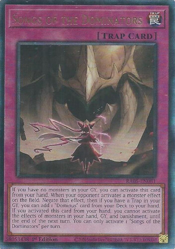 Songs of the Dominators (PUR) - RA05-EN081 - Prismatic Ultimate Rare - 1st Edition