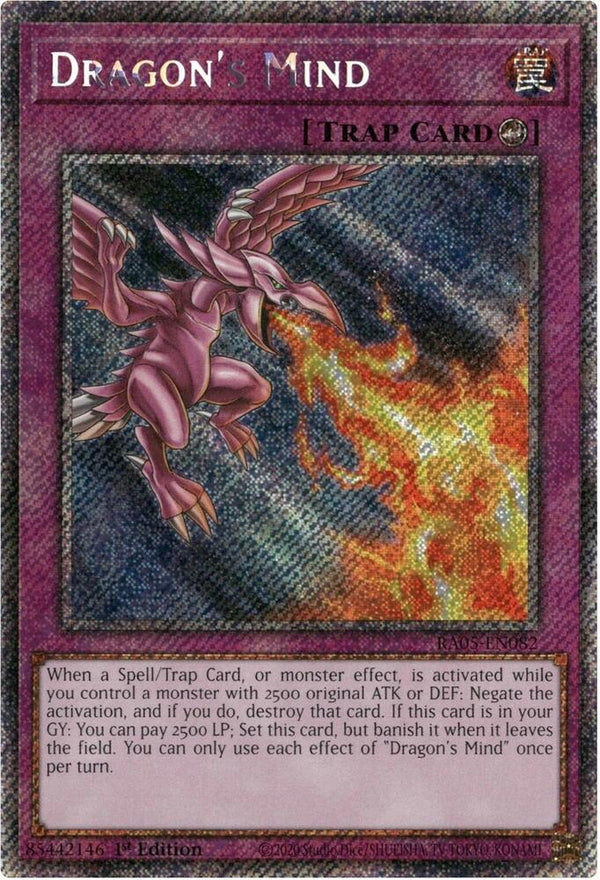 Dragon's Mind (Platinum Secret Rare) - RA05-EN082 - Platinum Secret Rare - 1st Edition