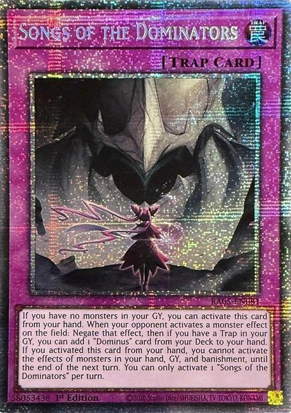 Songs of the Dominators - RA05-EN081 - Starlight Rare - 1st Edition