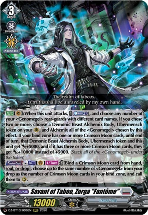 Savant of Taboo, Zorga "Fantome" - DZ-BT13/008EN - Triple Rare