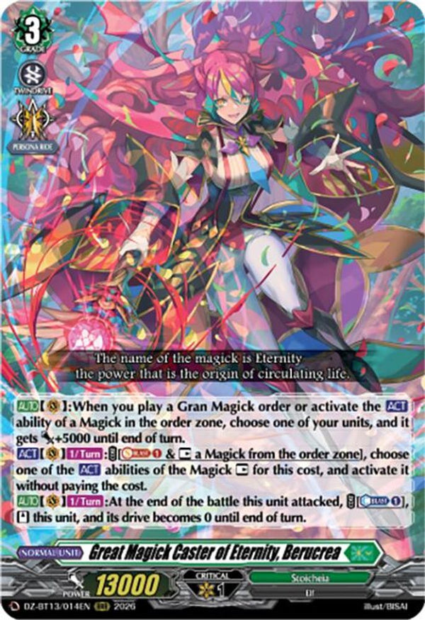 Great Magick Caster of Eternity, Berucrea - DZ-BT13/014EN - Triple Rare