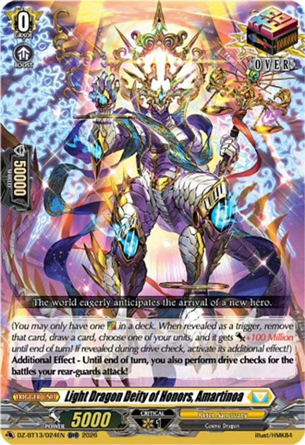 Light Dragon Deity of Honors, Amartinoa - DZ-BT13/024EN - Over Double Rare