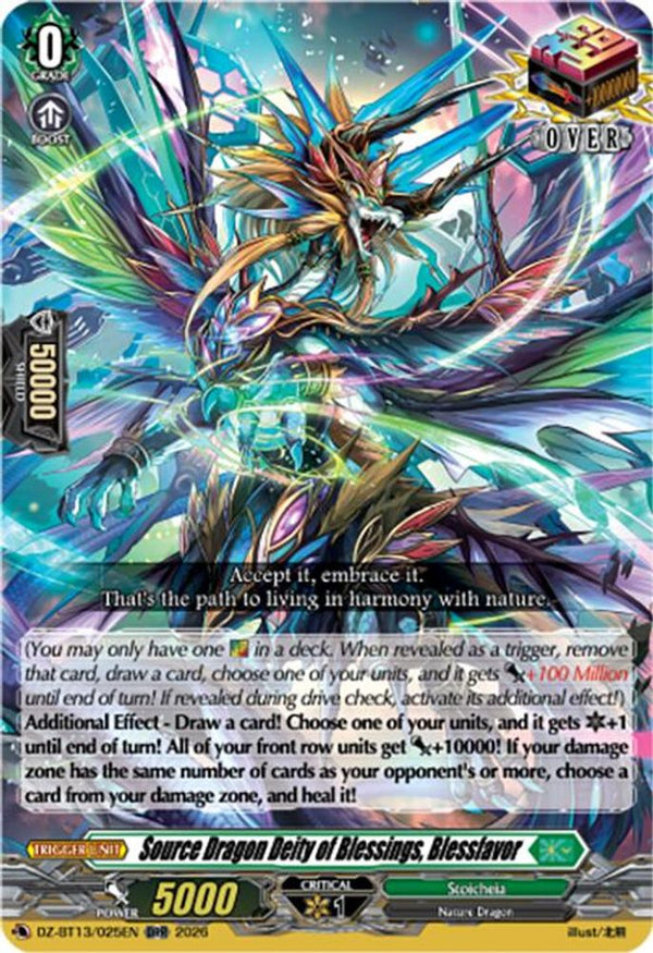 Source Dragon Deity of Blessings, Blessfavor - DZ-BT13/025EN - Over Double Rare