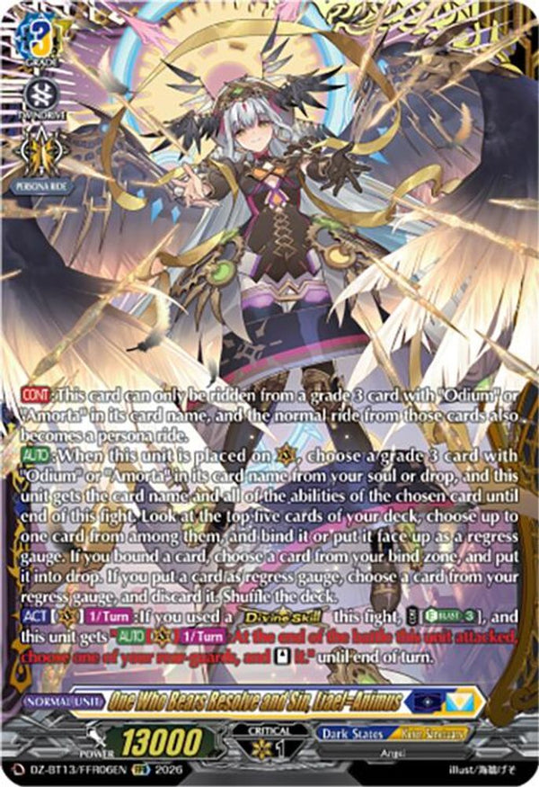 One Who Bears Resolve and Sin, Liael=Animus (FFR) - DZ-BT13/FFR06EN - Double Frame Rare