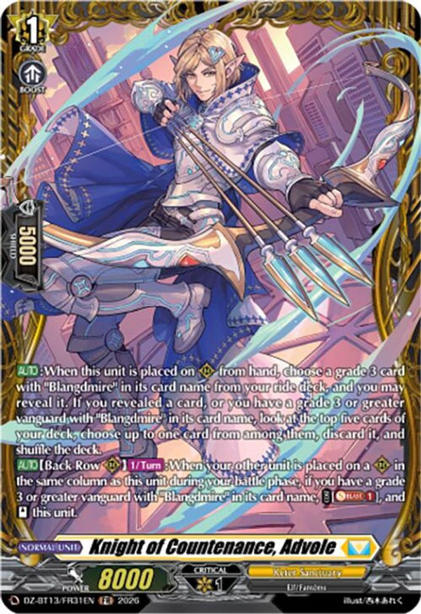 Knight of Countenance, Advole (FR) - DZ-BT13/FR31EN - Frame Rare