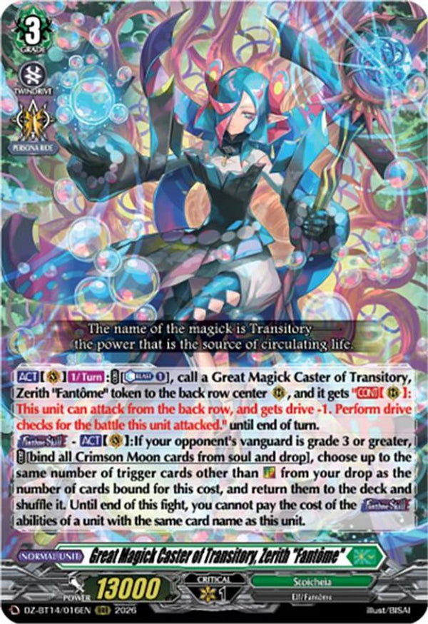 Great Magick Caster of Transitory, Zerith "Fantome" - DZ-BT14/016EN - Triple Rare