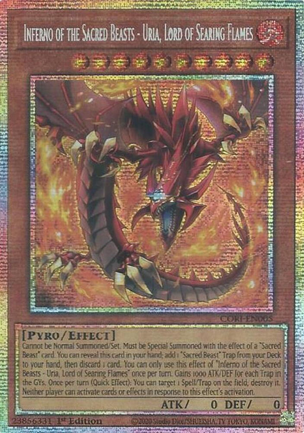 Inferno of the Sacred Beasts - Uria, Lord of Searing Flames - CORI-EN005 - Starlight Rare - 1st Edition
