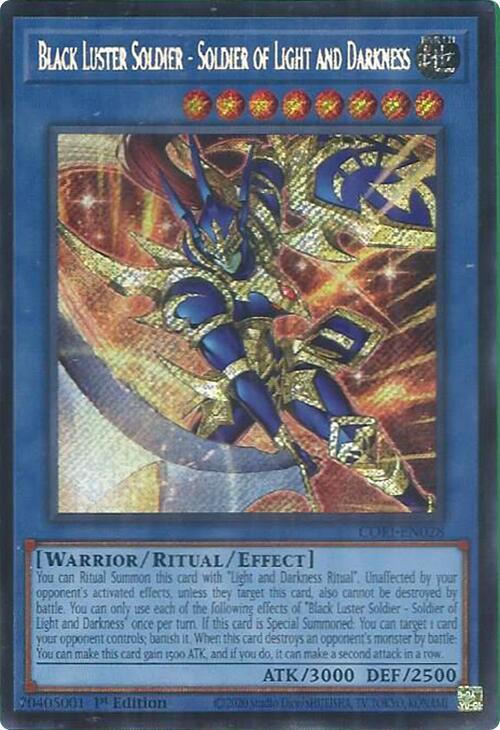 Black Luster Soldier - Soldier of Light and Darkness - CORI-EN028 - Secret Rare - 1st Edition