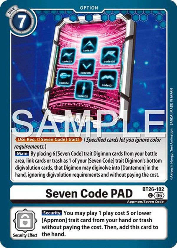 Seven Code PAD - BT26-102 - Common