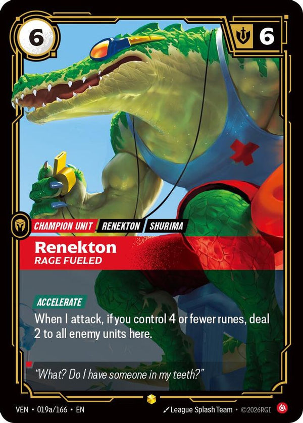 Renekton, Rage Fueled (Alternate Art) - 019a/166 - Rare