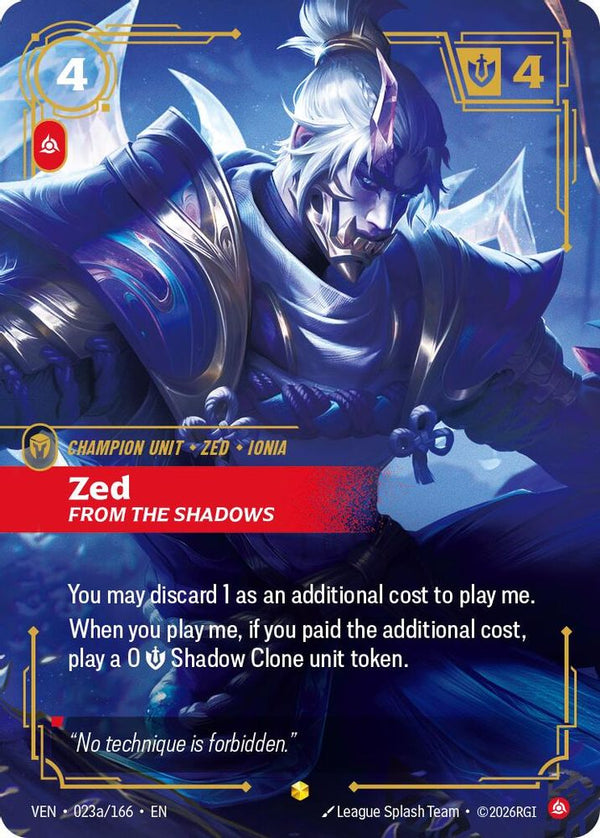 Zed, From the Shadows (Alternate Art) - 023a/166 - Epic