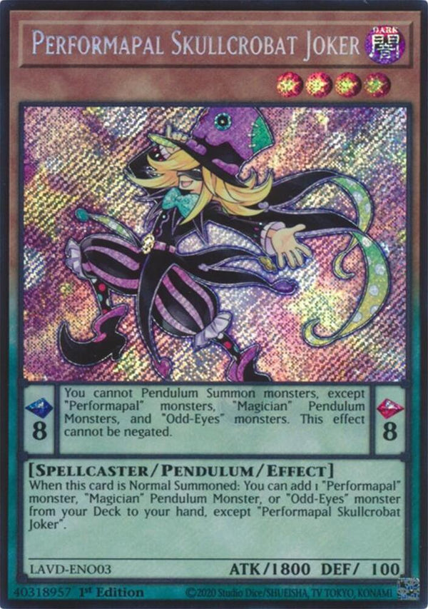 Performapal Skullcrobat Joker (Secret Rare) - LAVD-ENO03 - Secret Rare - 1st Edition