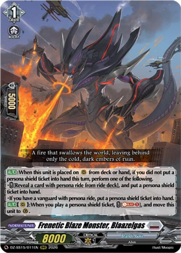 Frenetic Blaze Monster, Blaazelgas - DZ-SS15/011EN - Triple Rare