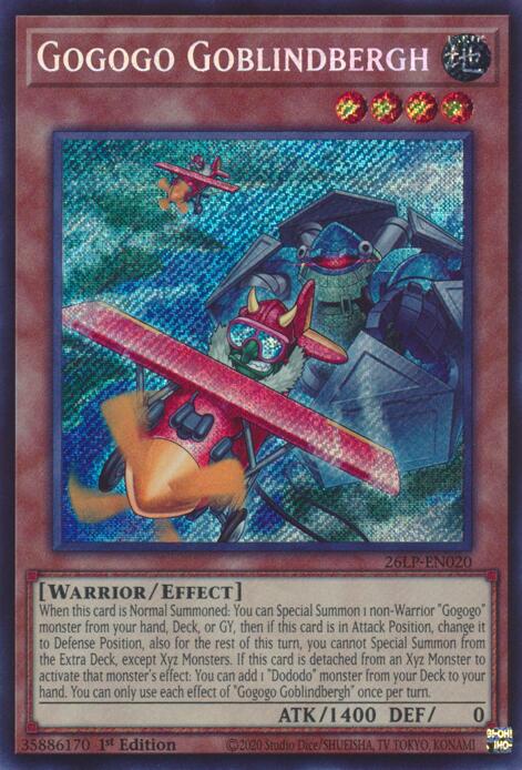 Gogogo Goblindbergh (SCR) - 26LP-EN020 - Secret Rare - 1st Edition