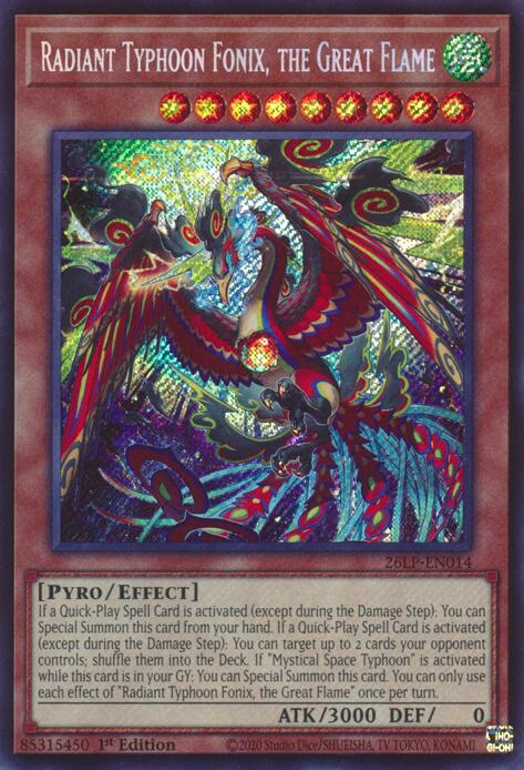 Radiant Typhoon Fonix, the Great Flame (SCR) - 26LP-EN014 - Secret Rare - 1st Edition