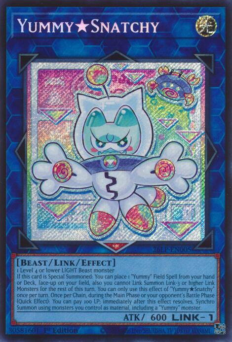YummySnatchy (Alternate Art) (ESR) - 26LP-EN005 - Emblazoned Secret Rare - 1st Edition