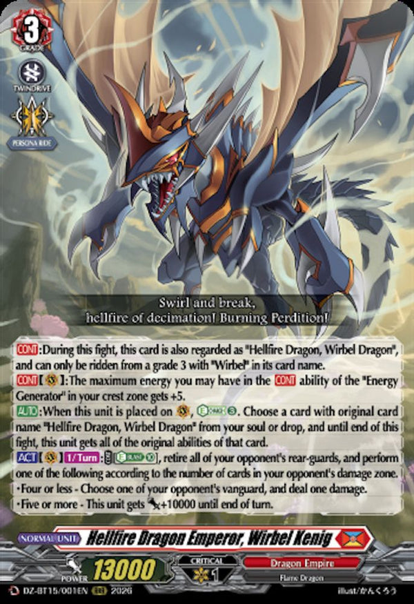 Hellfire Dragon Emperor, Wirbel Kenig - DZ-BT15/001EN - Triple Rare