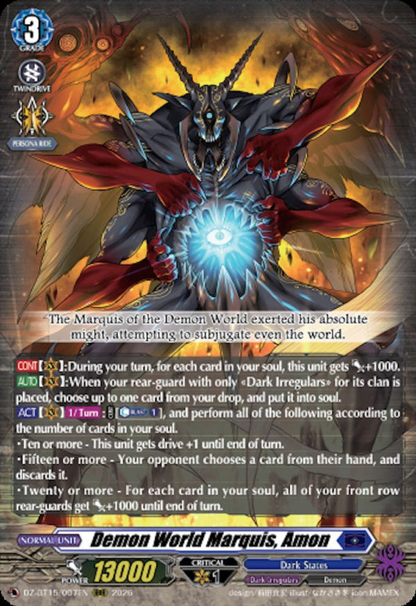 Demon World Marquis, Amon - DZ-BT15/007EN - Triple Rare