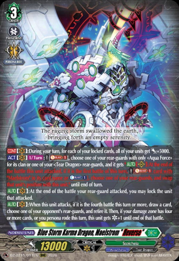 Blue Storm Karma Dragon, Maelstrom "Reverse" - DZ-BT15/017EN - Triple Rare