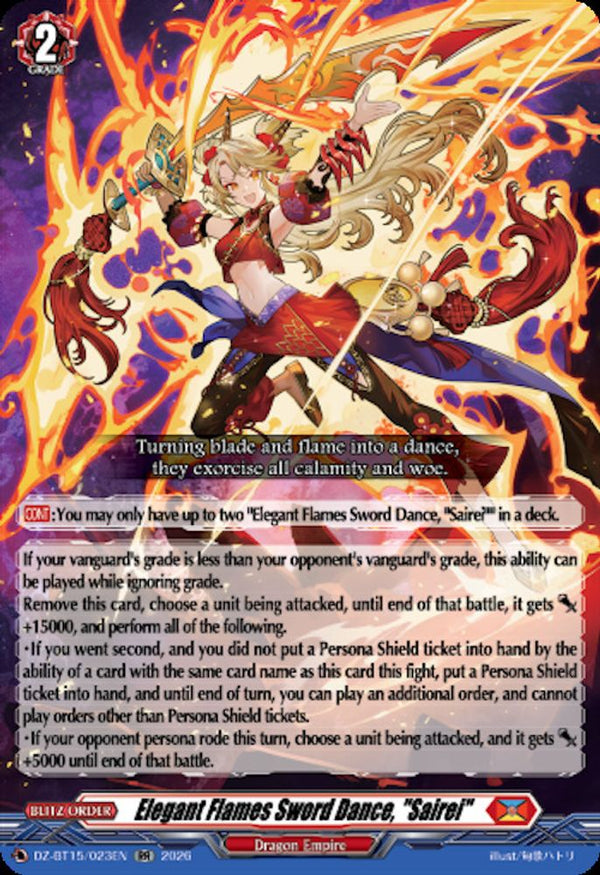 Elegant Flames Sword Dance, "Sairei" - DZ-BT15/023EN - Double Rare