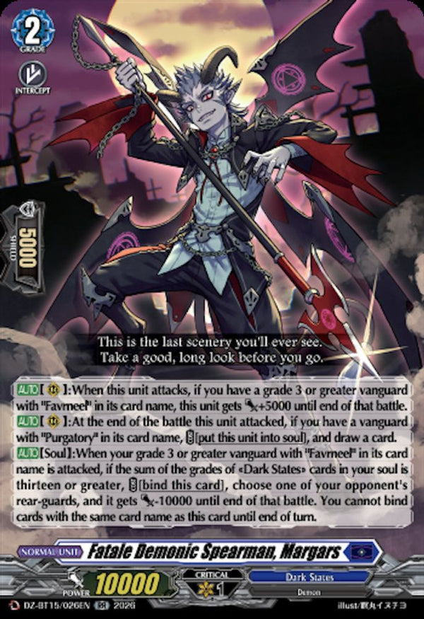 Fatale Demonic Spearman, Margars - DZ-BT15/026EN - Double Rare