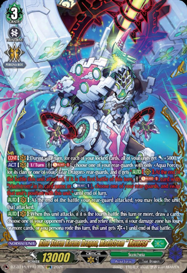 Blue Storm Karma Dragon, Maelstrom "Reverse" (FFR) - DZ-BT15/FFR17EN - Double Frame Rare