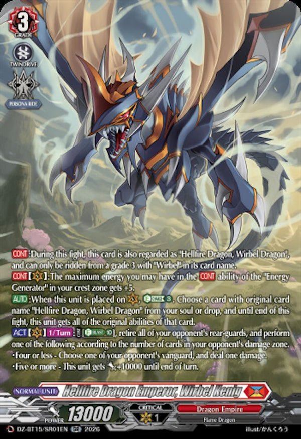 Hellfire Dragon Emperor, Wirbel Kenig (SR) - DZ-BT15/SR01EN - Silver Rare