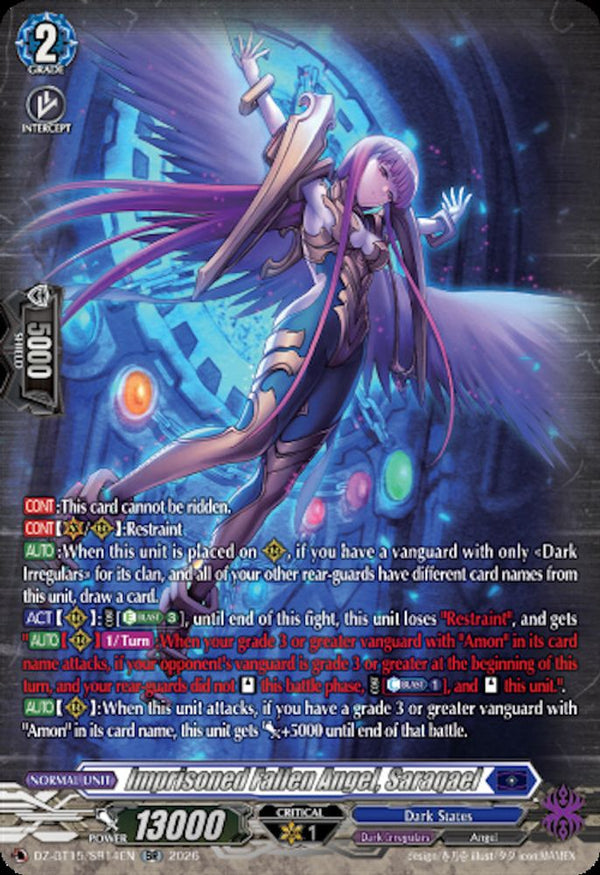 Imprisoned Fallen Angel, Saraqael (SR) - DZ-BT15/SR14EN - Silver Rare