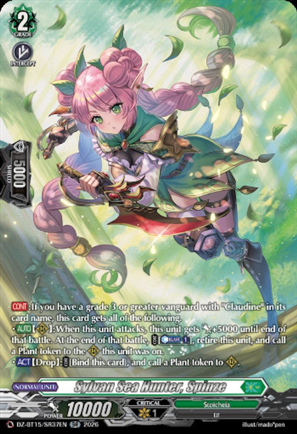 Sylvan Sea Hunter, Spinze (SR) - DZ-BT15/SR37EN - Silver Rare