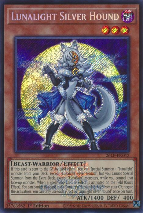 Lunalight Silver Hound (ESR) - 26LP-EN012 - Emblazoned Secret Rare - 1st Edition