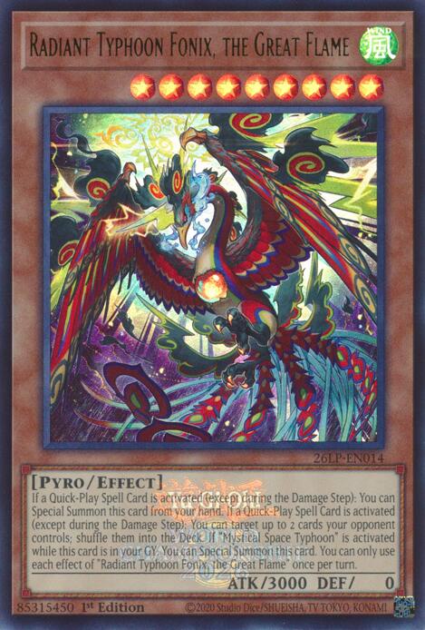 Radiant Typhoon Fonix, the Great Flame (EUR) - 26LP-EN014 - Emblazoned Ultra Rare - 1st Edition
