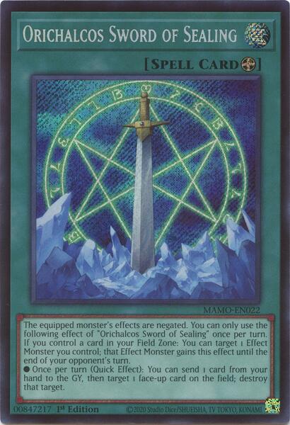 Orichalcos Sword of Sealing (Secret Rare) - MAMO-EN022 - Secret Rare - 1st Edition