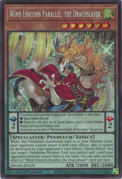 Wind Unicorn Parallel, the Dracoslayer - MAMO-EN125 - Secret Rare - 1st Edition