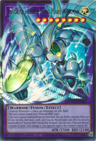 Favorite HERO Shining Flare Wingman (Extended Art) - MAMO-EN004 - Ultra Rare - 1st Edition
