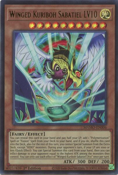Winged Kuriboh Sabatiel LV10 - MAMO-EN006 - Ultra Rare - 1st Edition